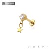 STAR DANGLE BEZEL CZ TOP THREADLESS (PUSH IN) IMPLANT GRADE TITANIUM LABRET SET